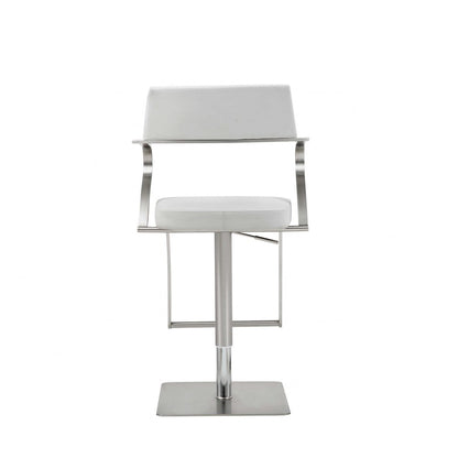 White And Silver Faux Leather And Steel Bar Chair