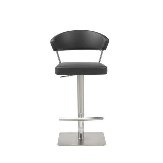 Black And Silver Faux Leather And Steel Bar Chair