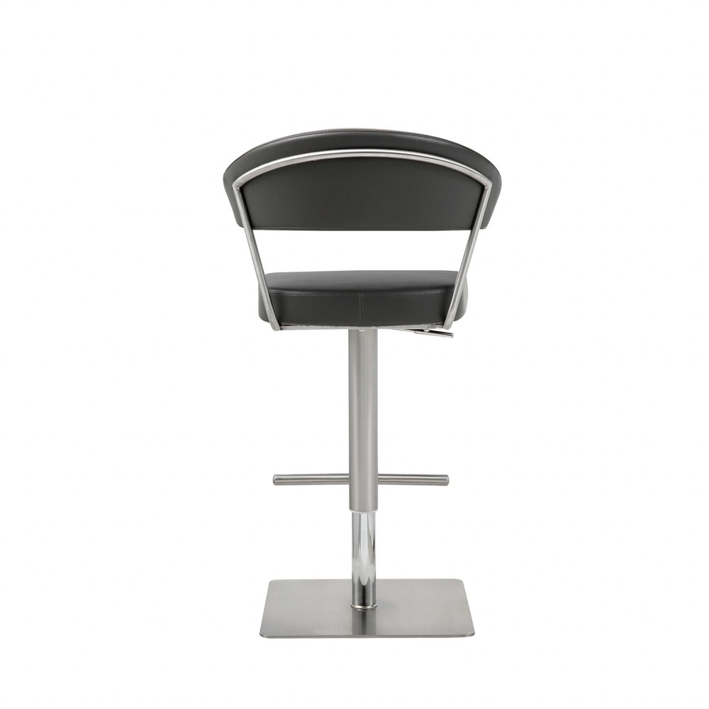 Black And Silver Faux Leather And Steel Bar Chair