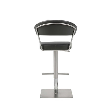Black And Silver Faux Leather And Steel Bar Chair