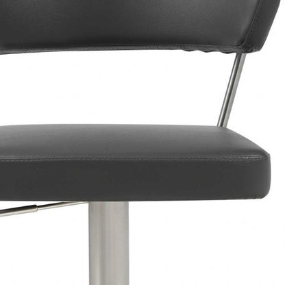 Black And Silver Faux Leather And Steel Bar Chair