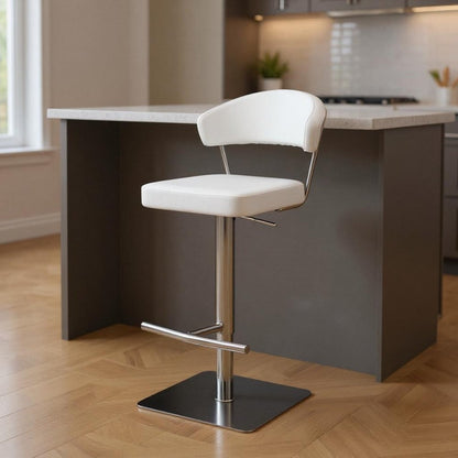 20 " White And Silver Stainless Steel Bar Chair