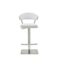White And Silver Faux Leather And Steel Bar Chair