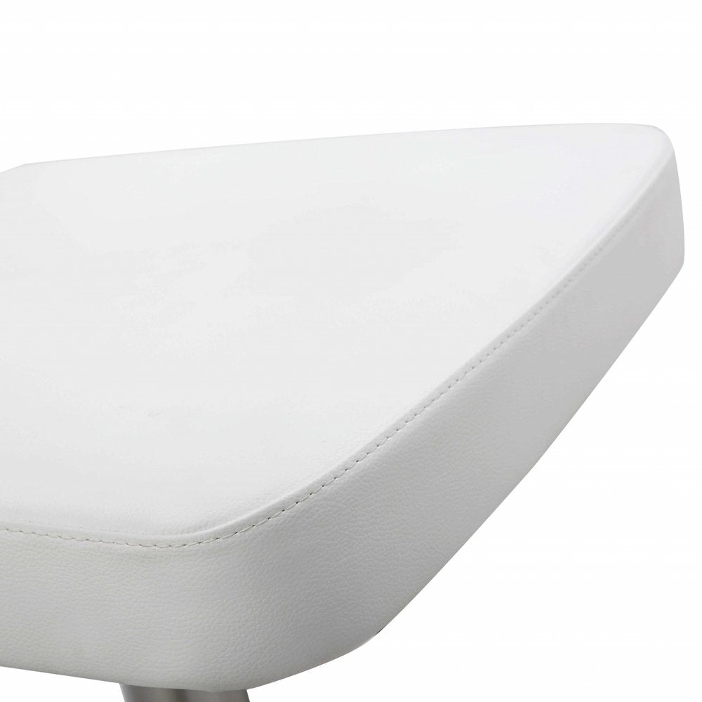 White And Silver Faux Leather And Steel Bar Chair