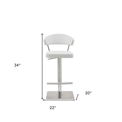 20 " White And Silver Stainless Steel Bar Chair