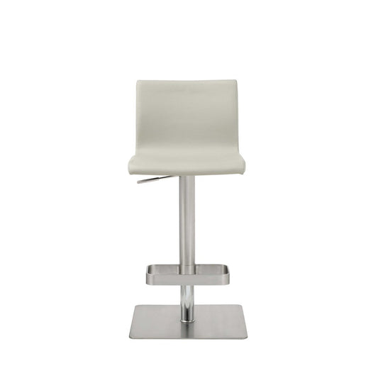 Light Gray And Silver Faux Leather And Steel Counter Height Bar Chair