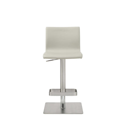 Light Gray And Silver Faux Leather And Steel Counter Height Bar Chair
