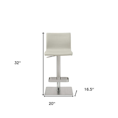 Light Gray And Silver Faux Leather And Steel Counter Height Bar Chair