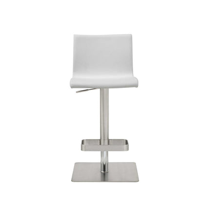 White And Silver Faux Leather And Steel Counter Height Bar Chair