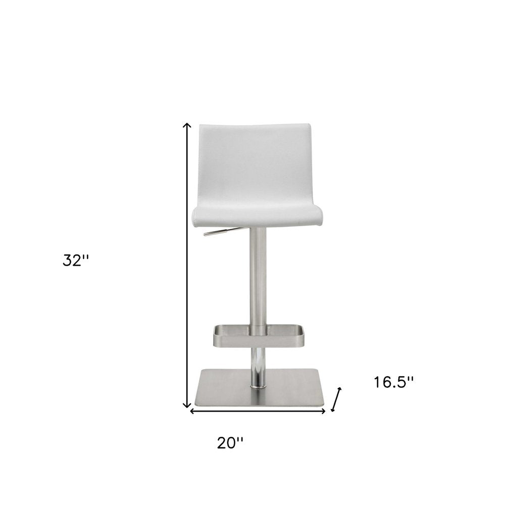 26 " White And Silver Stainless Steel Counter Height Bar Chair