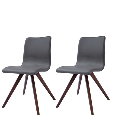 Set of Two Gray And Brown Metal Dining Side Chairs