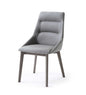 Set of Two Gray Upholstered Faux Leather Dining Side Chairs