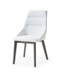 Set of Two White and Gray Upholstered Faux Leather Dining Side Chairs