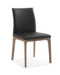 Set of Two Black and Brown Upholstered Faux Leather Dining Side Chairs