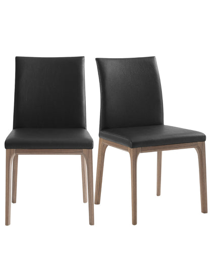 Set Of 2 Black Faux Leather Dining Chairs