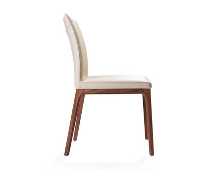 Set of Two Taupe and Brown Upholstered Faux Leather Dining Side Chairs
