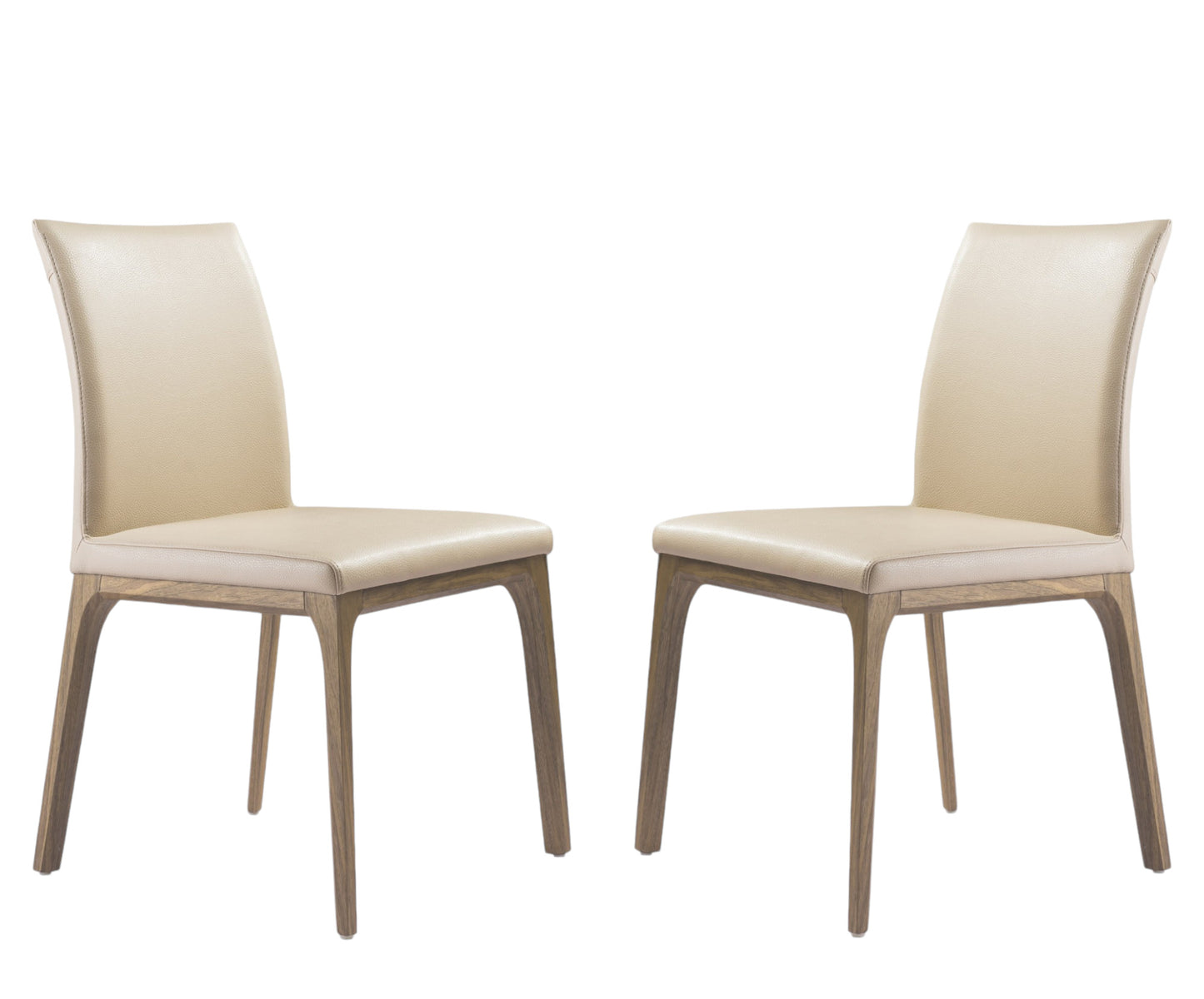 Set of Two Taupe And Brown Upholstered Faux Leather Dining Side Chairs