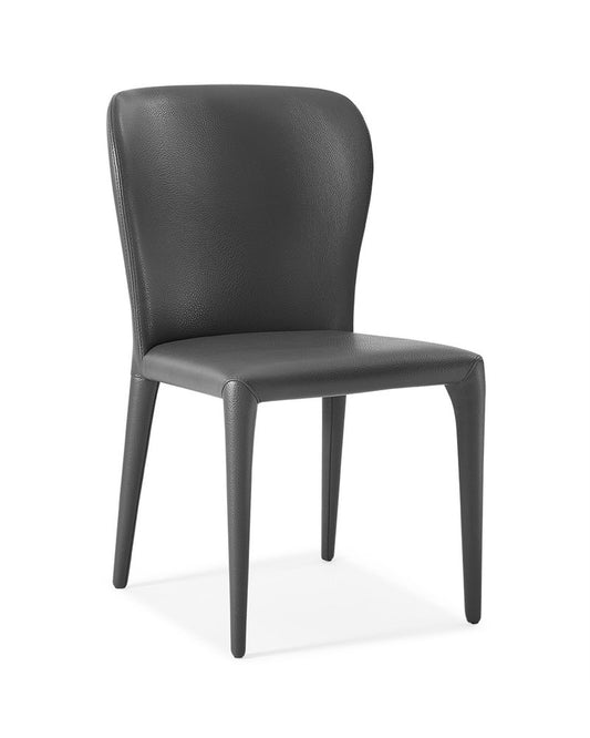Set of Two Gray Upholstered Faux Leather Dining Side Chairs