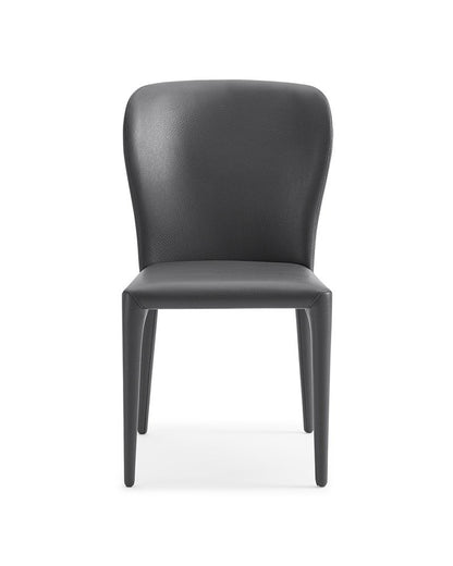 Set of Two Gray Upholstered Faux Leather Dining Side Chairs