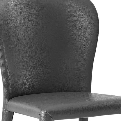 Set of Two Gray Upholstered Faux Leather Dining Side Chairs