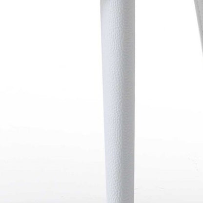 Set of Two White Slipcovered Upholstered Faux Leather Dining Side Chairs