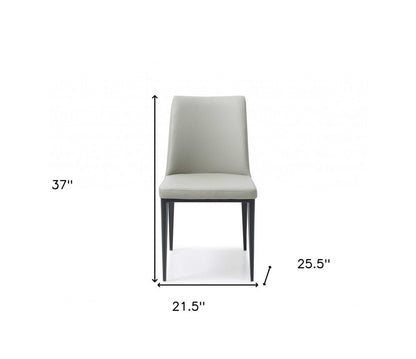 Set of Two Gray and Black Upholstered Faux Leather Dining Side Chairs