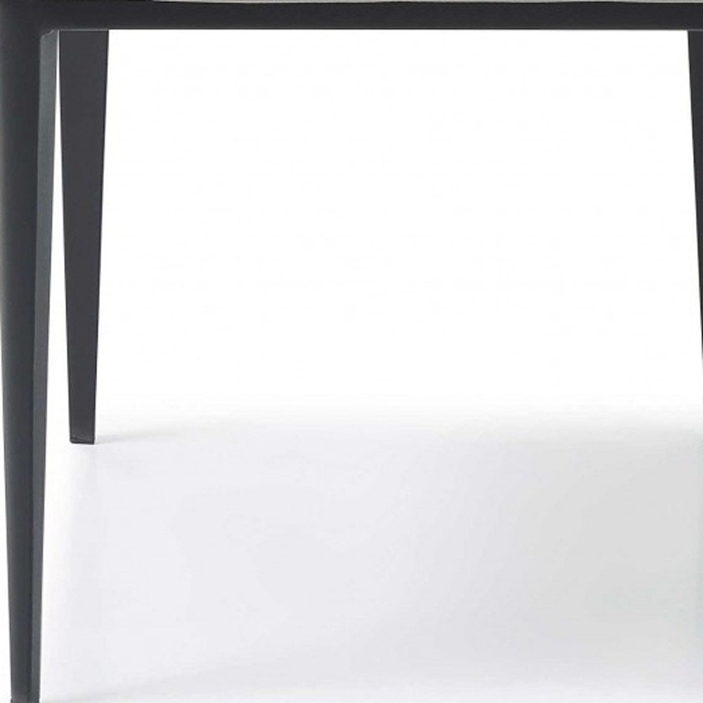 Set of Two Gray and Black Upholstered Faux Leather Dining Side Chairs