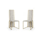 Set of Two Beige and Gold Upholstered Dining Side Chairs