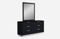 63" Black Wood Six Drawer Double Dresser