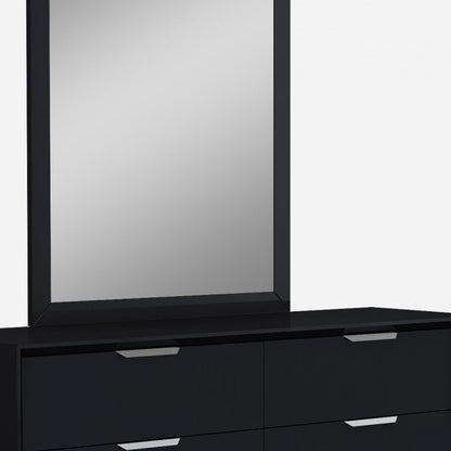 63" Black Wood Six Drawer Double Dresser