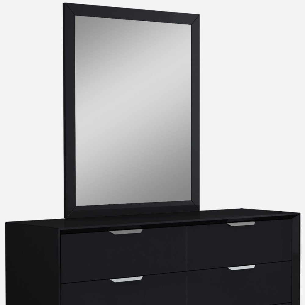 63" Black Wood Six Drawer Double Dresser