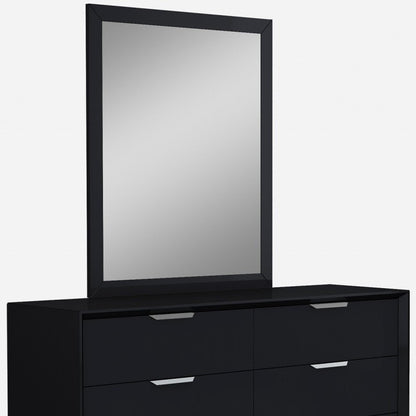 63" Black Wood Six Drawer Double Dresser