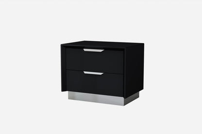 21" Black Wood Two Drawer Nightstand