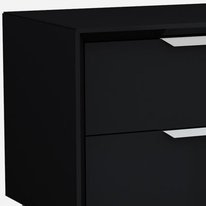 21" Black Wood Two Drawer Nightstand