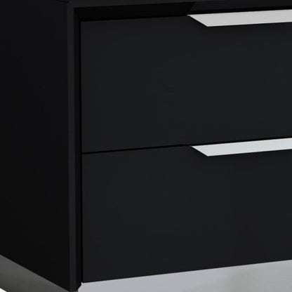 21" Black Wood Two Drawer Nightstand