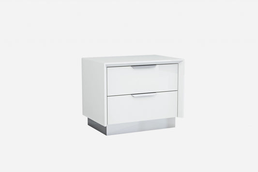 21" White Two Drawers Nightstand