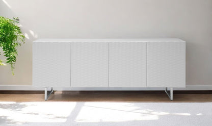 79" White Stainless Steel Solid Console Table