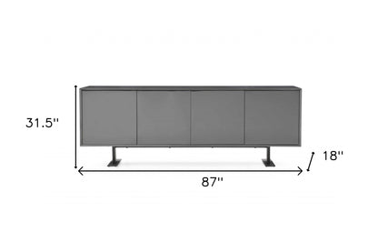 87" Gray Steel Sled Console Table