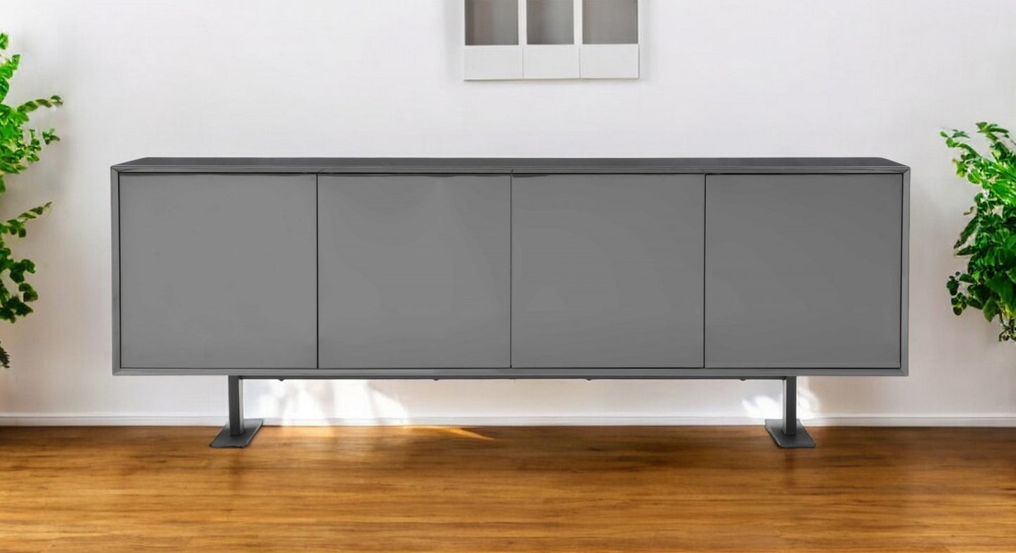 87" Gray Steel Sled Console Table