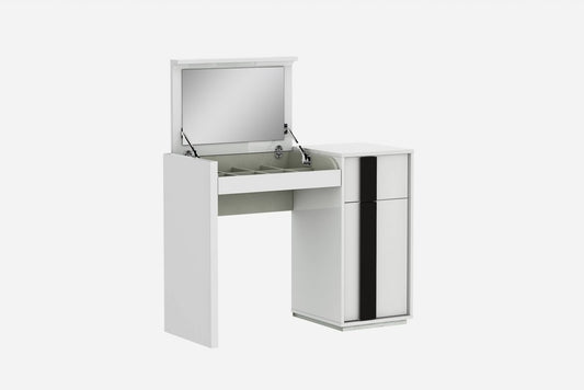 39" White Single Drawer Vanity Chest With Mirror