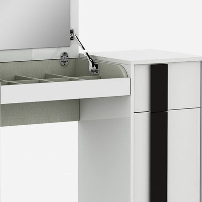 39" White Single Drawer Vanity Chest With Mirror