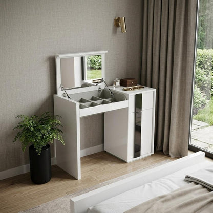 30" White Wood Single Drawer Combo Dresser