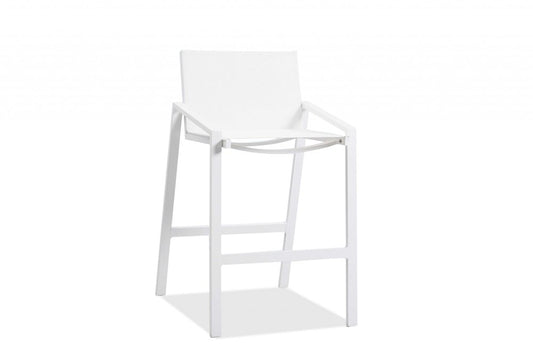 28" White Iron And Steel Counter Height Bar Chair