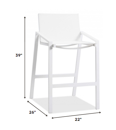 28" White Iron and Stainless Steel Counter Height Bar Chair