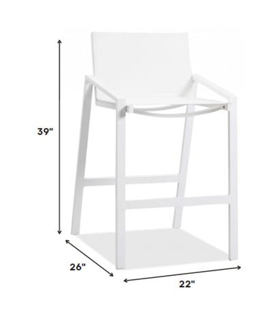 28" White Iron And Steel Counter Height Bar Chair