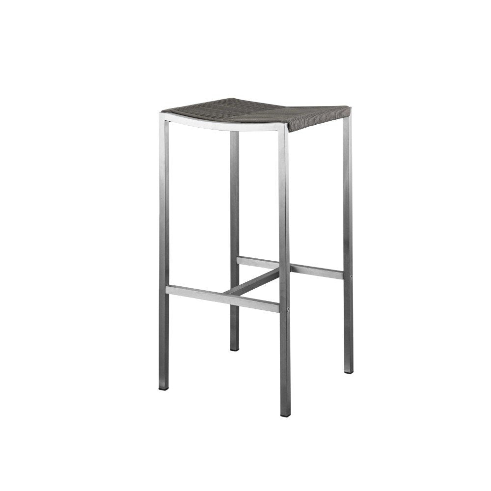 Set of Four 28" Brown and Silver Iron and Steel Backless Counter Height Bar Chairs