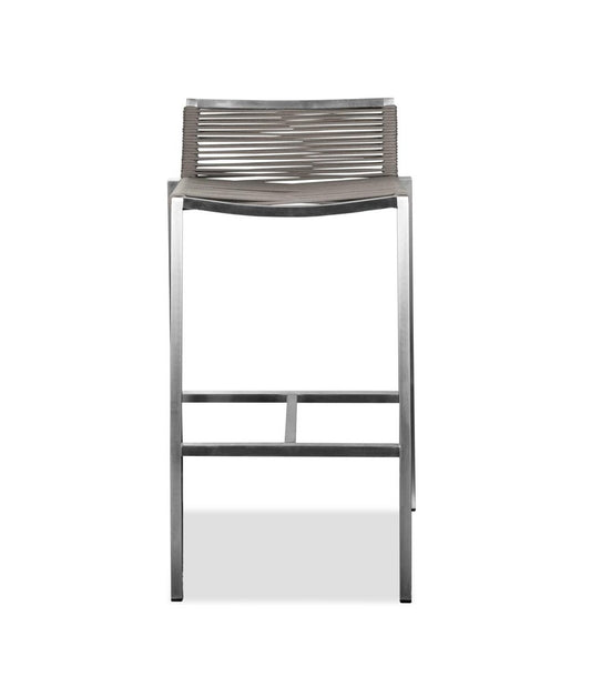 28" Brown And Silver Iron And Steel Low Back Bar Height Bar Chair