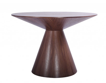 47" Brown Wood Pedestal Base Round Top Dining Table