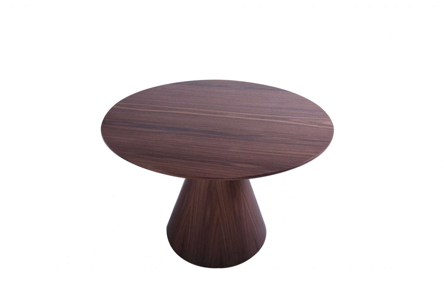 47" Brown Wood Pedestal Base Round Top Dining Table