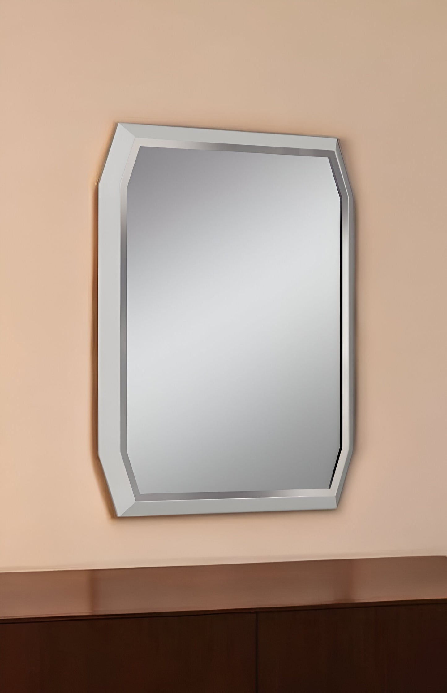 49" Taupe Abstract Glass Framed Accent Mirror